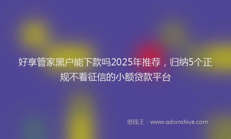 好享管家黑户能下款吗2025年推荐，归纳5个正规不看征信的小额贷款平台