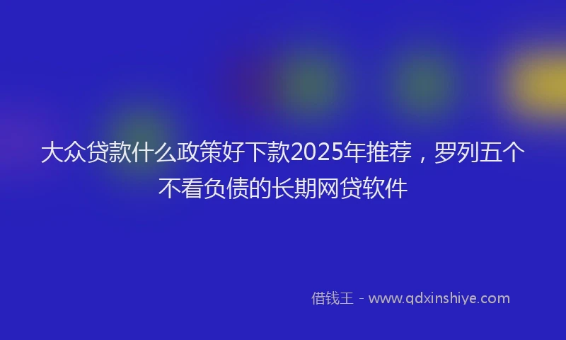 大众贷款什么政策好下款2025年推荐，罗列五个不看负债的长期网贷软件