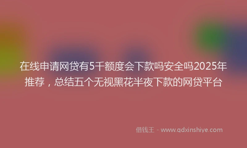 在线申请网贷有5千额度会下款吗安全吗2025年推荐，总结五个无视黑花半夜下款的网贷平台