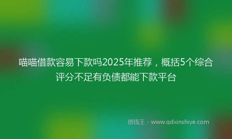 喵喵借款容易下款吗2025年推荐，概括5个综合评分不足有负债都能下款平台