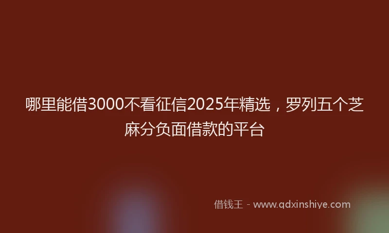 哪里能借3000不看征信2025年精选，罗列五个芝麻分负面借款的平台