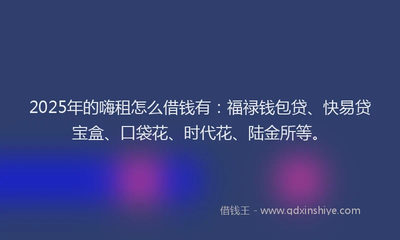 2025年的嗨租怎么借钱有：福禄钱包贷、快易贷宝盒、口袋花、时代花、陆金所等。