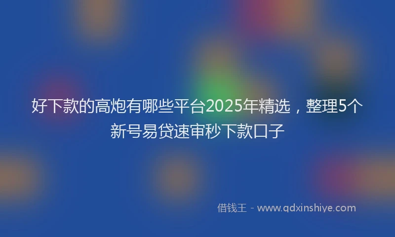 好下款的高炮有哪些平台2025年精选，整理5个新号易贷速审秒下款口子