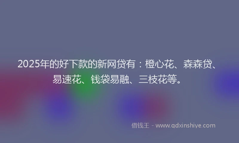 2025年的好下款的新网贷有：橙心花、森森贷、易速花、钱袋易融、三枝花等。