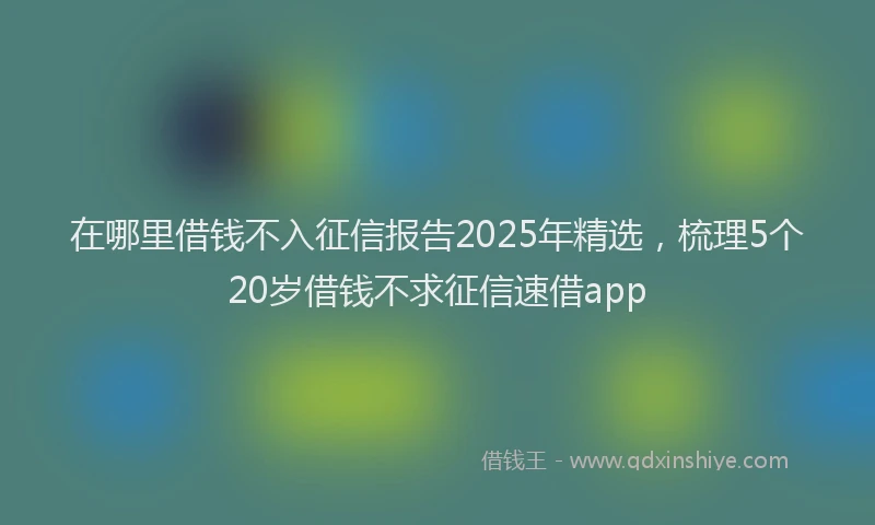 在哪里借钱不入征信报告2025年精选，梳理5个20岁借钱不求征信速借app