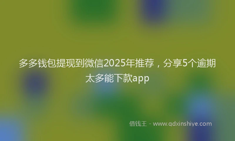 多多钱包提现到微信2025年推荐，分享5个逾期太多能下款app