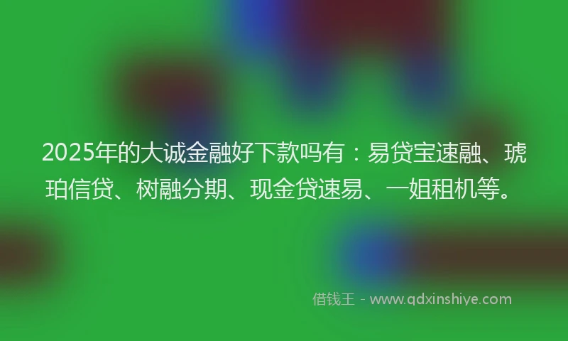 2025年的大诚金融好下款吗有：易贷宝速融、琥珀信贷、树融分期、现金贷速易、一姐租机等。