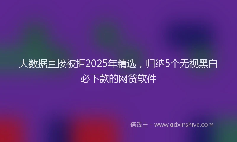 大数据直接被拒2025年精选，归纳5个无视黑白必下款的网贷软件