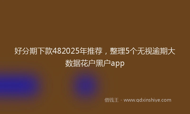 好分期下款482025年推荐，整理5个无视逾期大数据花户黑户app