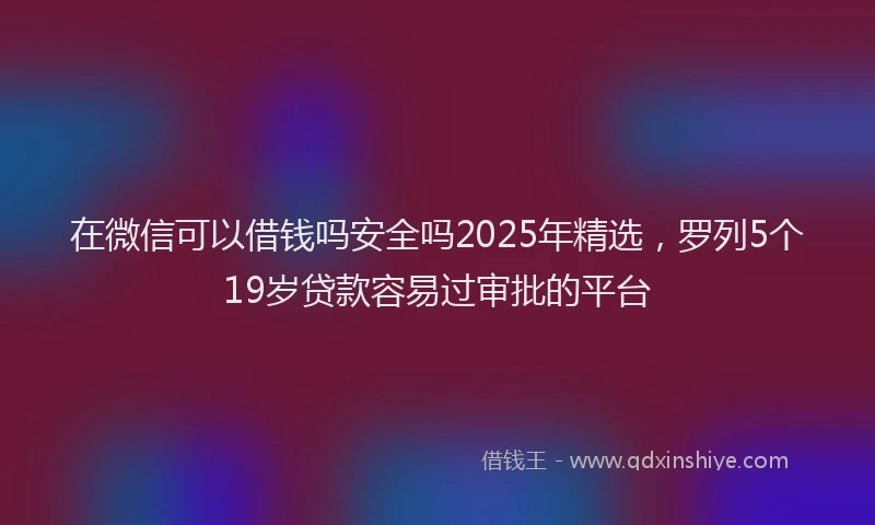 在微信可以借钱吗安全吗2025年精选，罗列5个19岁贷款容易过审批的平台