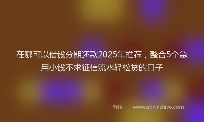 在哪可以借钱分期还款2025年推荐，整合5个急用小钱不求征信流水轻松贷的口子