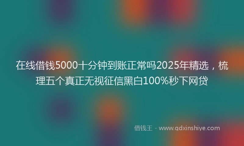 在线借钱5000十分钟到账正常吗2025年精选，梳理五个真正无视征信黑白100%秒下网贷