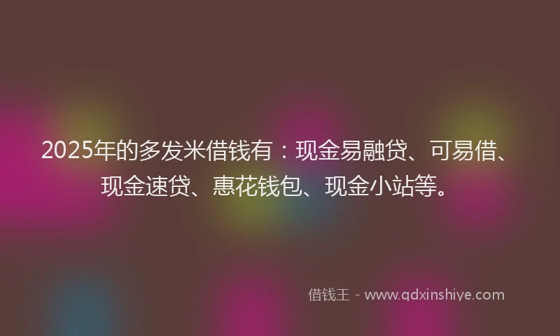 2025年的多发米借钱有：现金易融贷、可易借、现金速贷、惠花钱包、现金小站等。