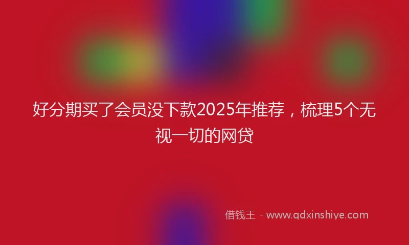 好分期买了会员没下款2025年推荐，梳理5个无视一切的网贷