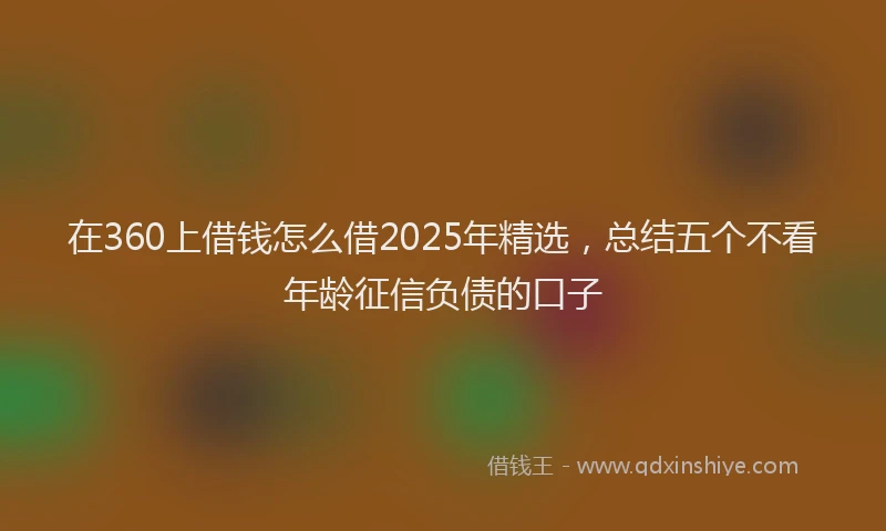 在360上借钱怎么借2025年精选，总结五个不看年龄征信负债的口子