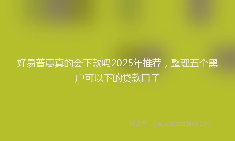 好易普惠真的会下款吗2025年推荐，整理五个黑户可以下的贷款口子