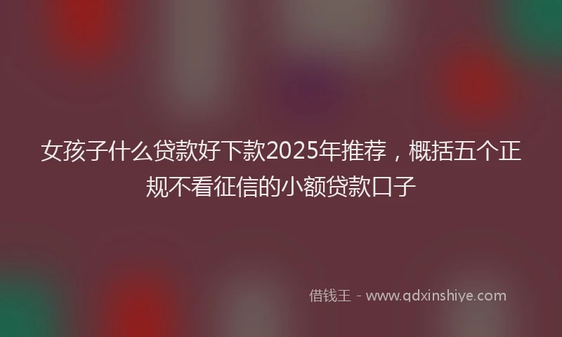 女孩子什么贷款好下款2025年推荐，概括五个正规不看征信的小额贷款口子