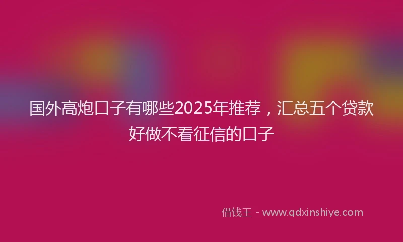 国外高炮口子有哪些2025年推荐，汇总五个贷款好做不看征信的口子