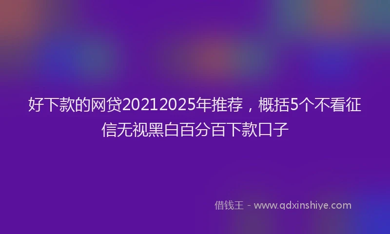 好下款的网贷20212025年推荐，概括5个不看征信无视黑白百分百下款口子
