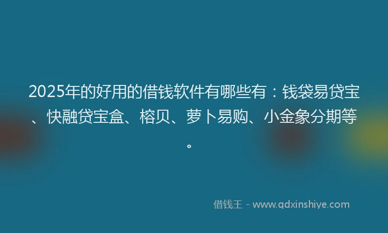 2025年的好用的借钱软件有哪些有：钱袋易贷宝、快融贷宝盒、榕贝、萝卜易购、小金象分期等。