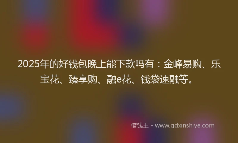 2025年的好钱包晚上能下款吗有：金峰易购、乐宝花、臻享购、融e花、钱袋速融等。