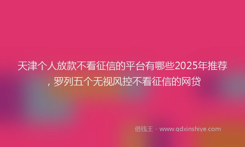 天津个人放款不看征信的平台有哪些2025年推荐，罗列五个无视风控不看征信的网贷