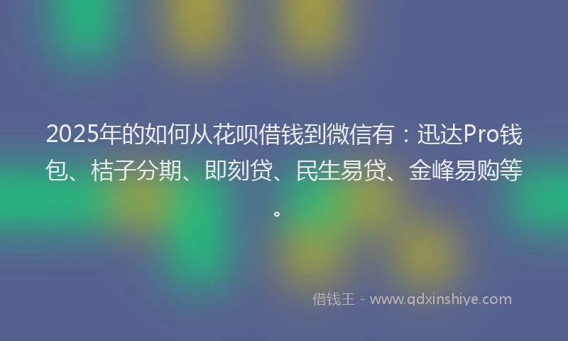 2025年的如何从花呗借钱到微信有：迅达Pro钱包、桔子分期、即刻贷、民生易贷、金峰易购等。