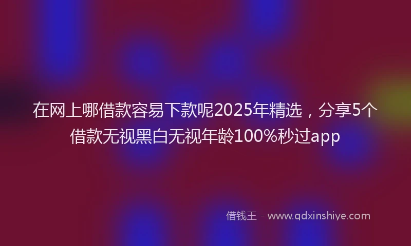 在网上哪借款容易下款呢2025年精选，分享5个借款无视黑白无视年龄100%秒过app