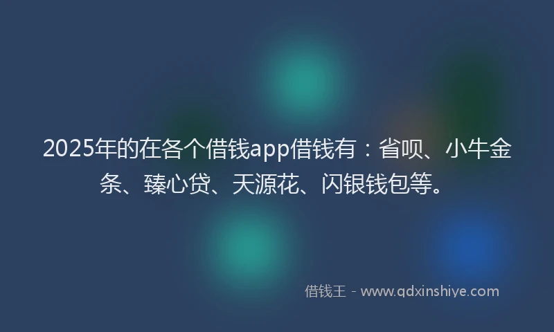 2025年的在各个借钱app借钱有：省呗、小牛金条、臻心贷、天源花、闪银钱包等。