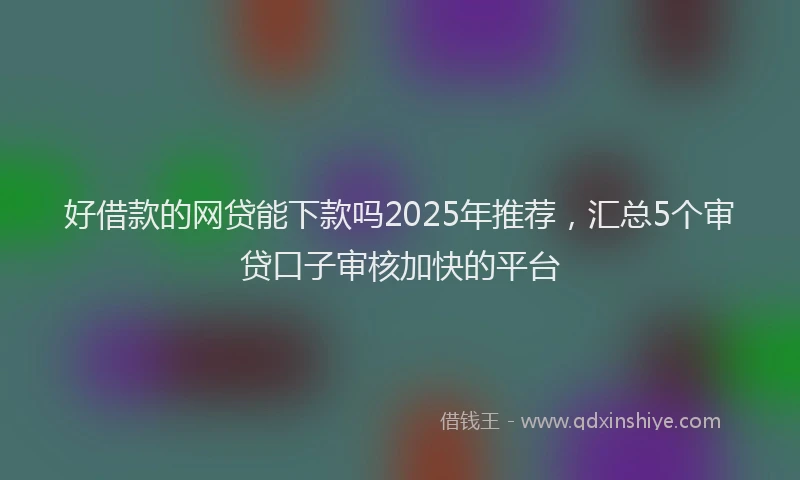 好借款的网贷能下款吗2025年推荐，汇总5个审贷口子审核加快的平台