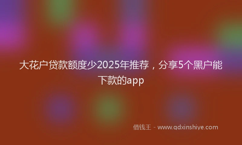 大花户贷款额度少2025年推荐，分享5个黑户能下款的app
