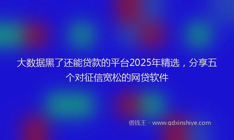 大数据黑了还能贷款的平台2025年精选，分享五个对征信宽松的网贷软件