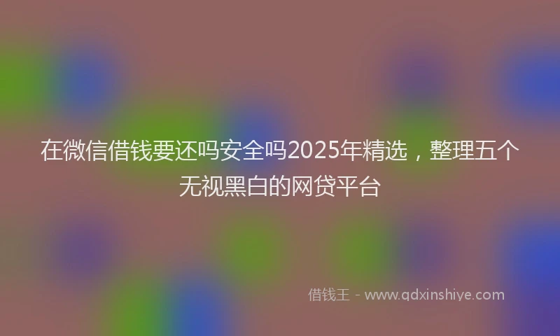 在微信借钱要还吗安全吗2025年精选，整理五个无视黑白的网贷平台