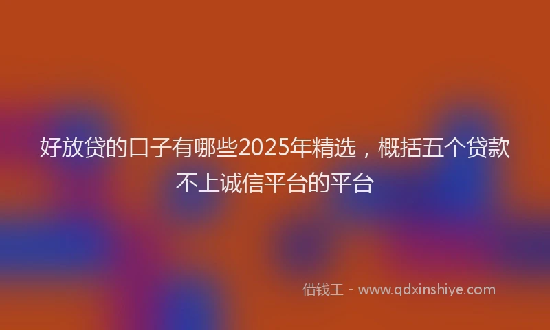 好放贷的口子有哪些2025年精选，概括五个贷款不上诚信平台的平台