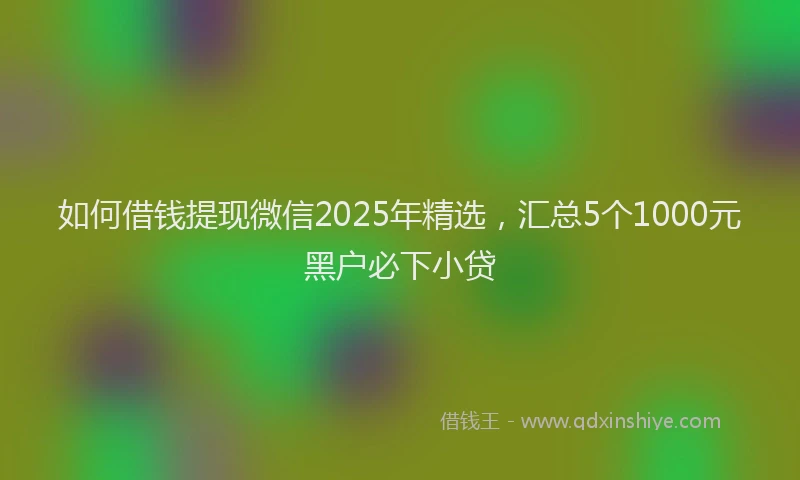 如何借钱提现微信2025年精选，汇总5个1000元黑户必下小贷