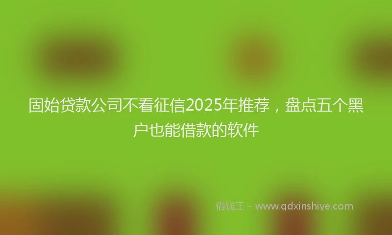 固始贷款公司不看征信2025年推荐，盘点五个黑户也能借款的软件