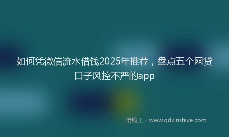 如何凭微信流水借钱2025年推荐，盘点五个网贷口子风控不严的app