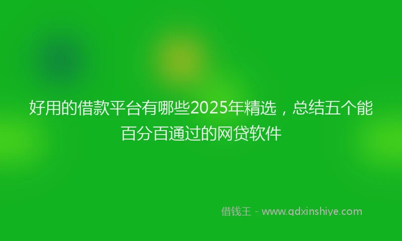 好用的借款平台有哪些2025年精选，总结五个能百分百通过的网贷软件