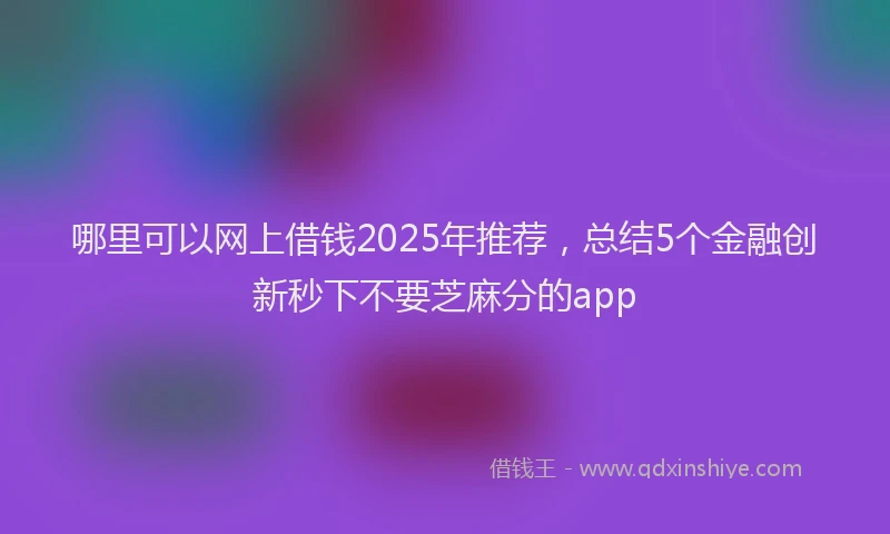 哪里可以网上借钱2025年推荐，总结5个金融创新秒下不要芝麻分的app
