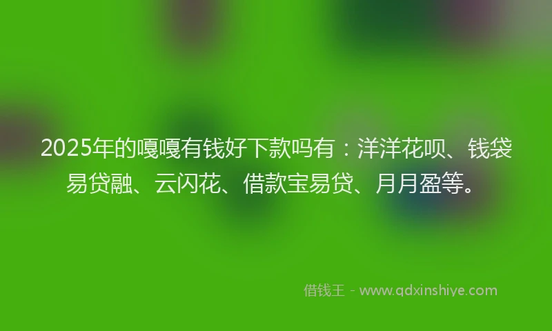 2025年的嘎嘎有钱好下款吗有：洋洋花呗、钱袋易贷融、云闪花、借款宝易贷、月月盈等。