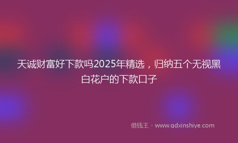 天诚财富好下款吗2025年精选，归纳五个无视黑白花户的下款口子