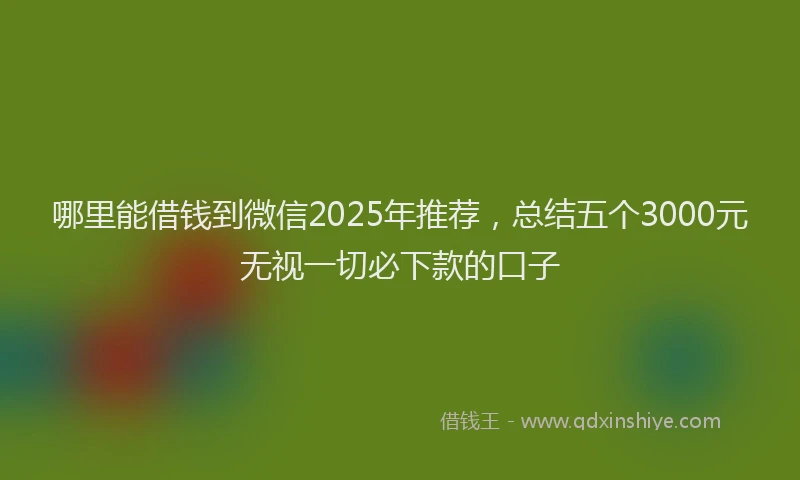 哪里能借钱到微信2025年推荐，总结五个3000元无视一切必下款的口子