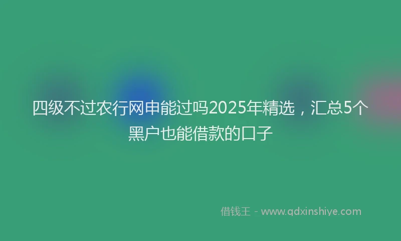 四级不过农行网申能过吗2025年精选，汇总5个黑户也能借款的口子
