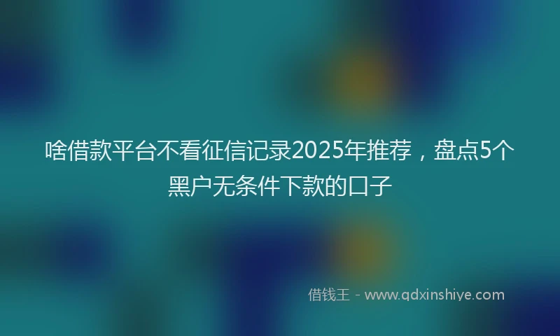 啥借款平台不看征信记录2025年推荐，盘点5个黑户无条件下款的口子