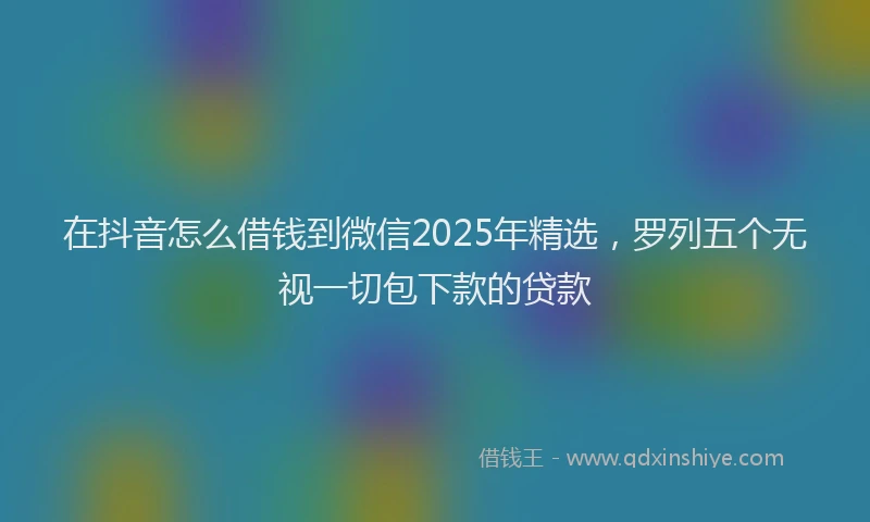 在抖音怎么借钱到微信2025年精选，罗列五个无视一切包下款的贷款