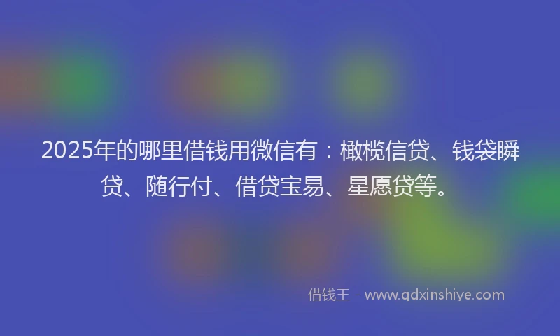 2025年的哪里借钱用微信有：橄榄信贷、钱袋瞬贷、随行付、借贷宝易、星愿贷等。