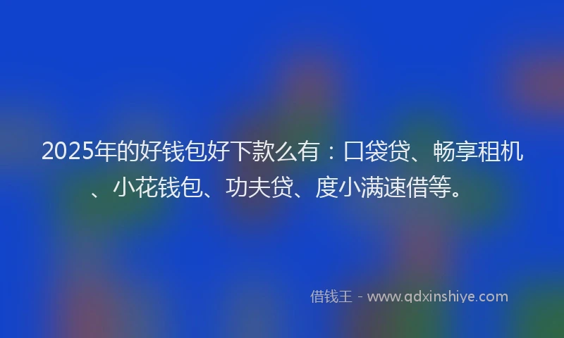 2025年的好钱包好下款么有：口袋贷、畅享租机、小花钱包、功夫贷、度小满速借等。