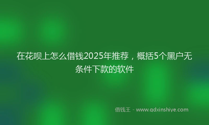 在花呗上怎么借钱2025年推荐，概括5个黑户无条件下款的软件