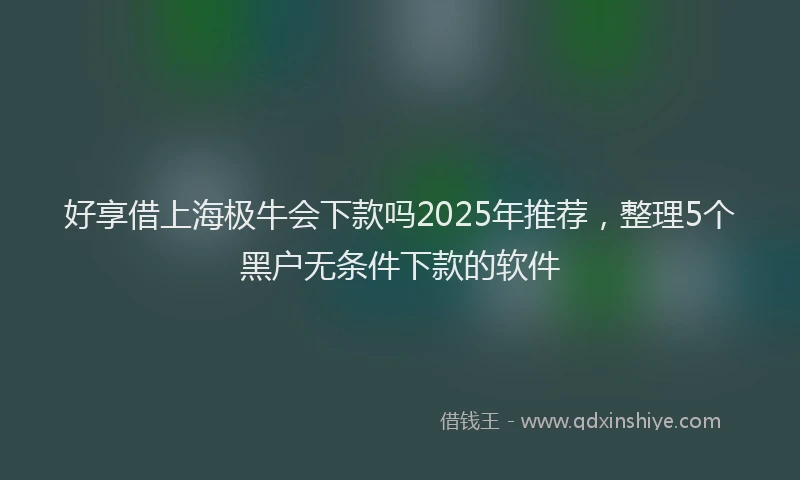 好享借上海极牛会下款吗2025年推荐，整理5个黑户无条件下款的软件