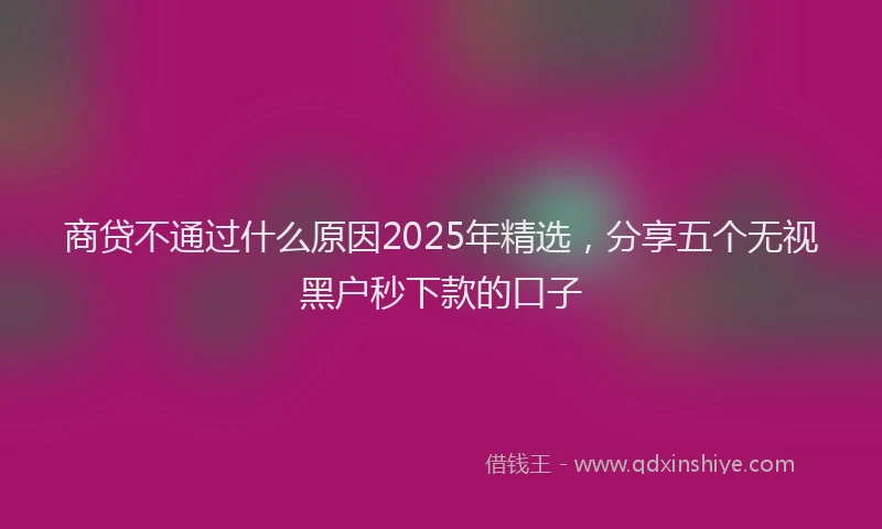 商贷不通过什么原因2025年精选，分享五个无视黑户秒下款的口子